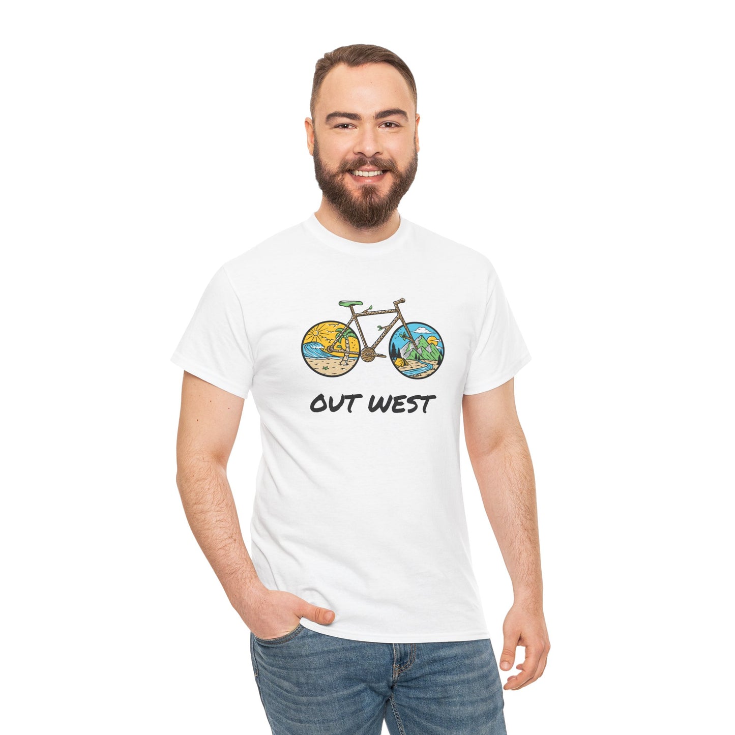 Out West Bike Unisex Heavy Cotton Tee