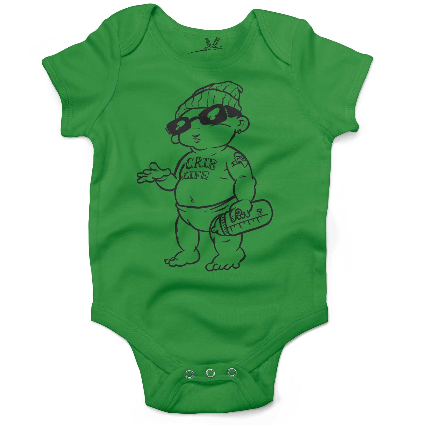 Crib Life Baby One Piece-Grass Green-3-6 months