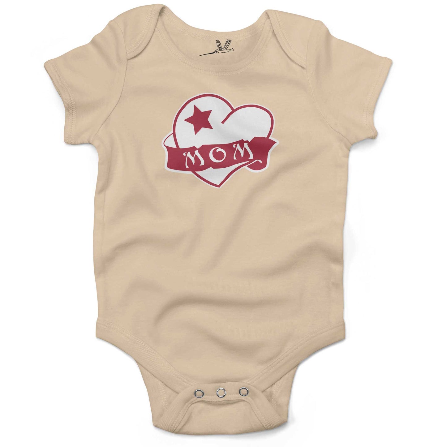 Mom Tattoo Heart Infant Bodysuit or Raglan Tee-Organic Natural-3-6 months