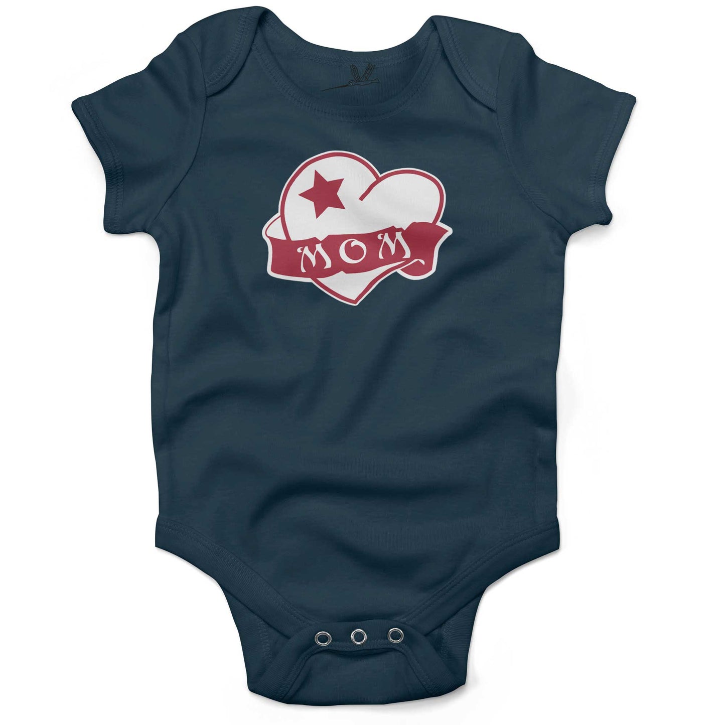 Mom Tattoo Heart Infant Bodysuit or Raglan Tee-Organic Pacific Blue-3-6 months