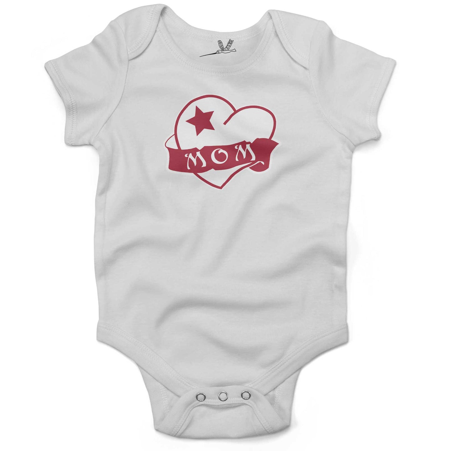 Mom Tattoo Heart Infant Bodysuit or Raglan Tee-White-3-6 months