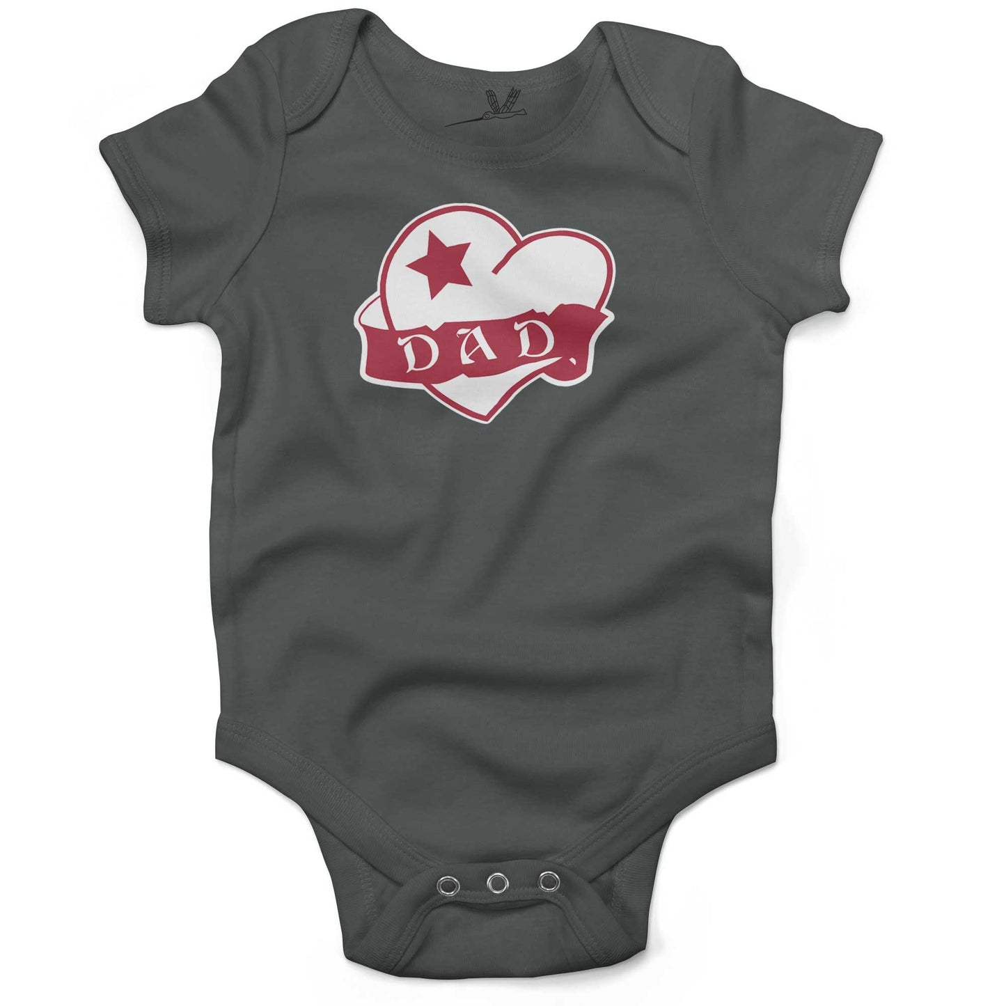 Dad Tattoo Heart Infant Bodysuit or Raglan Tee-Organic Asphalt-3-6 months