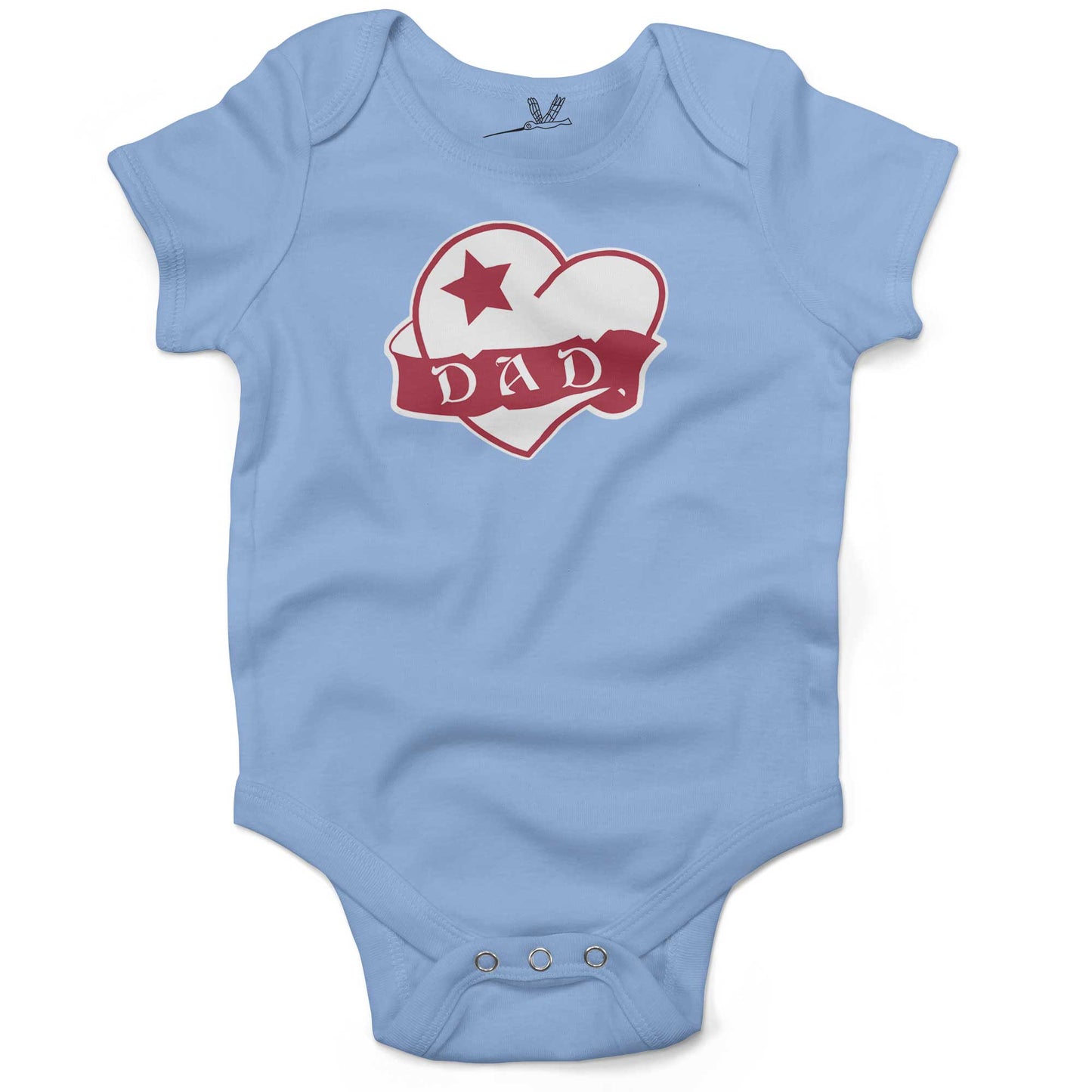 Dad Tattoo Heart Infant Bodysuit or Raglan Tee-Organic Baby Blue-3-6 months