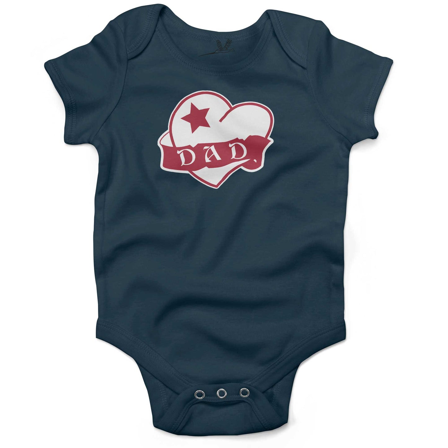 Dad Tattoo Heart Infant Bodysuit or Raglan Tee-Organic Pacific Blue-3-6 months