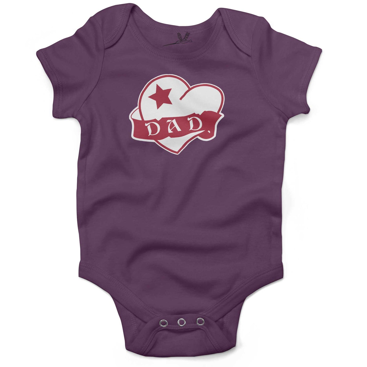 Dad Tattoo Heart Infant Bodysuit or Raglan Tee-Organic Purple-3-6 months