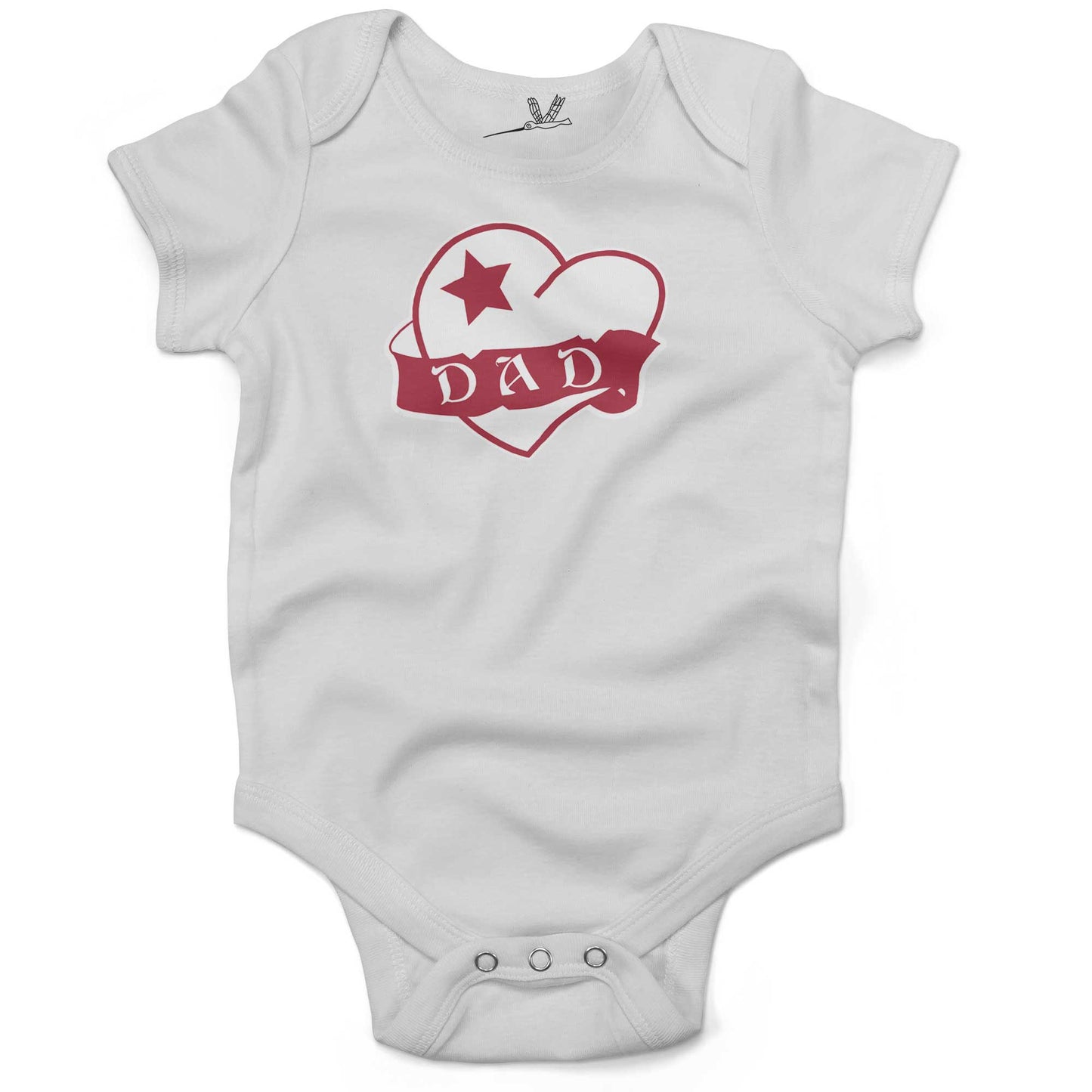 Dad Tattoo Heart Infant Bodysuit or Raglan Tee-White-3-6 months