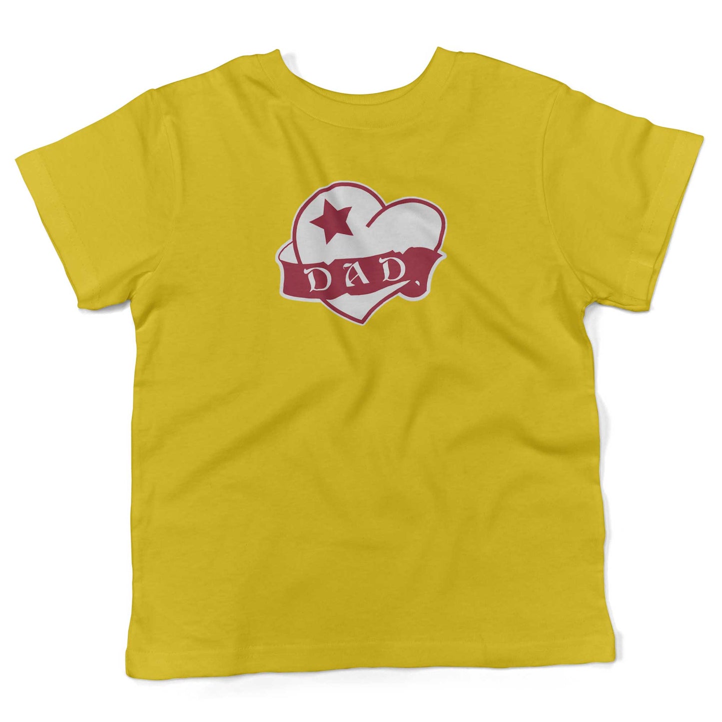 Dad Tattoo Heart Toddler Shirt-Sunshine Yellow-2T