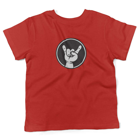 Rock Hand Symbol Toddler Shirt-Red-2T