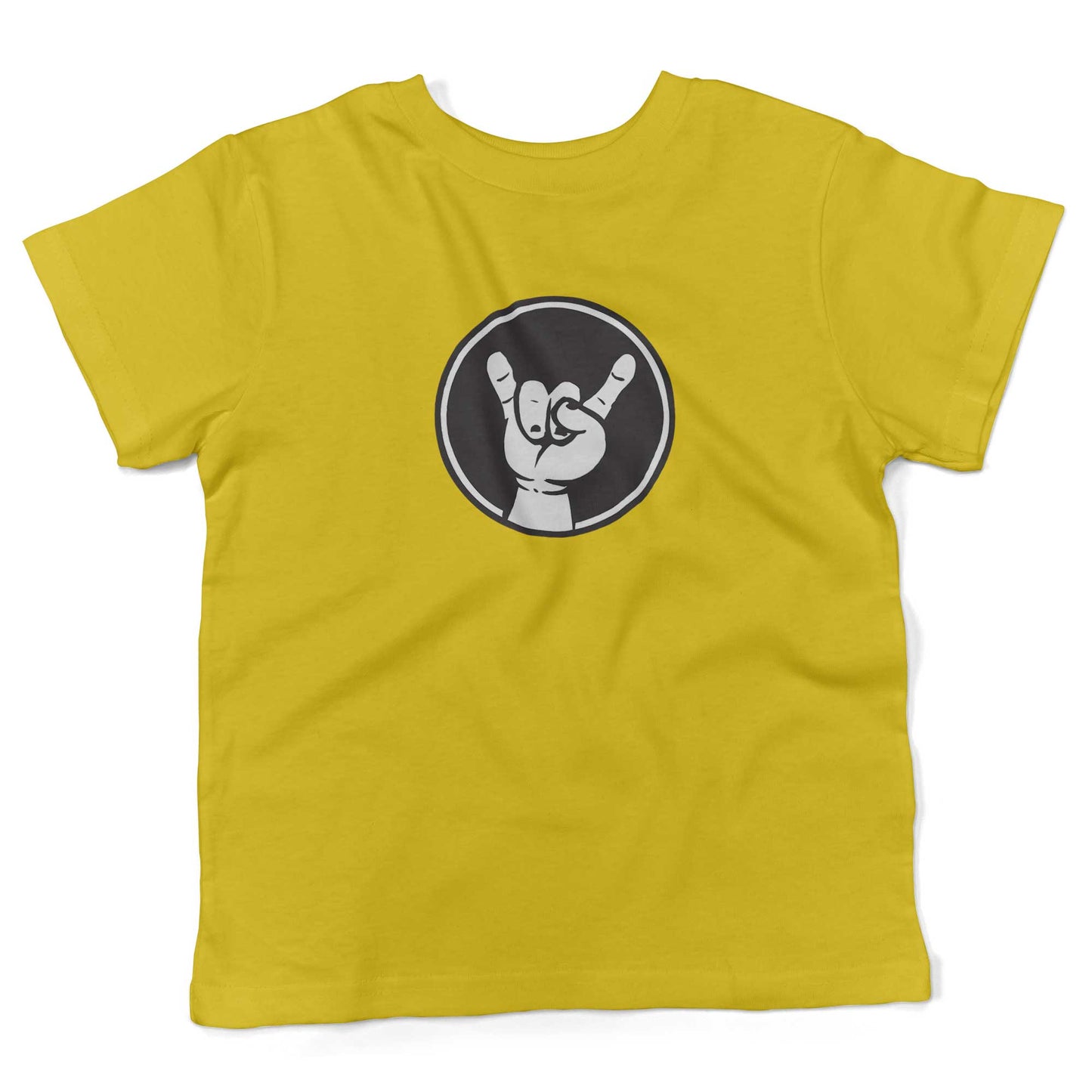 Rock Hand Symbol Toddler Shirt-Sunshine Yellow-2T