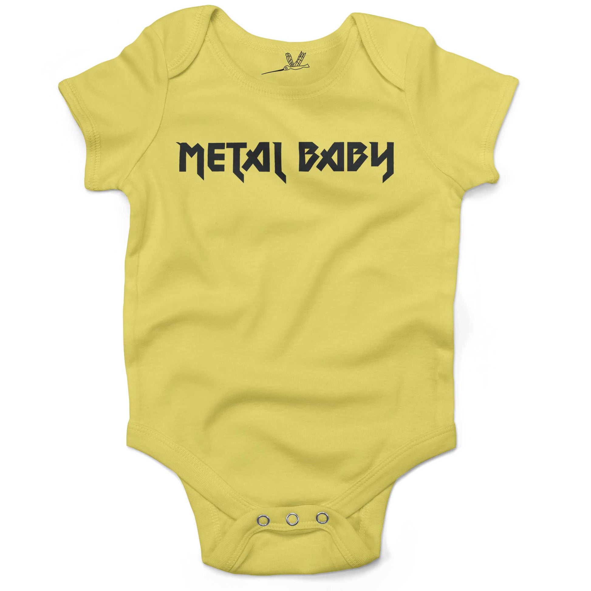 Metal Baby Infant Bodysuit or Raglan Baby Tee-Yellow-3-6 months