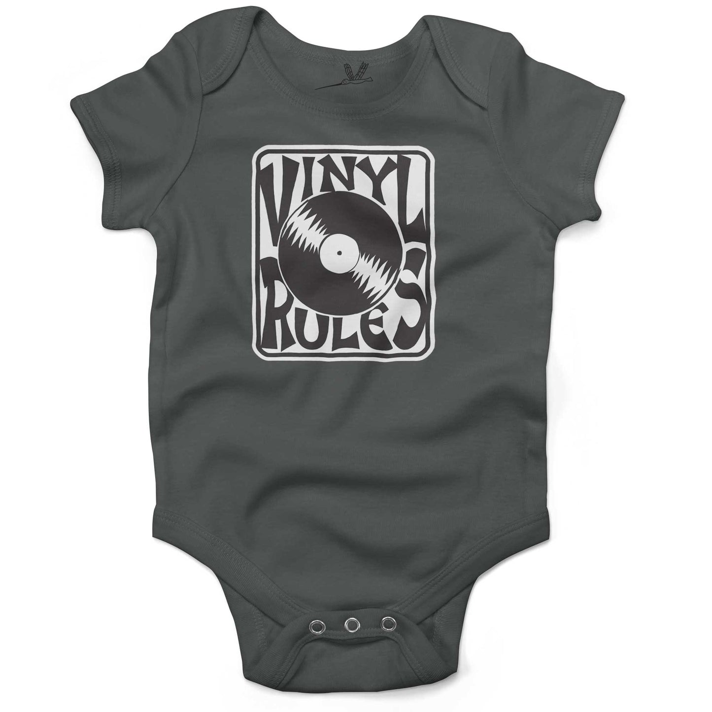 Vinyl Rules Baby One Piece or Raglan Tee-Organic Asphalt-3-6 months