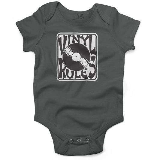 Vinyl Rules Baby One Piece or Raglan Tee-Organic Asphalt-3-6 months