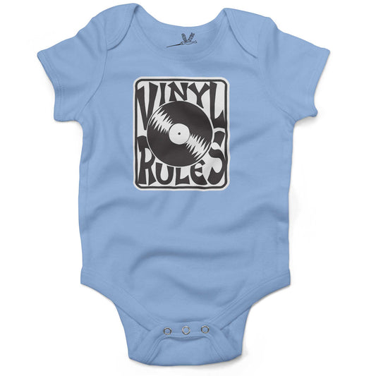 Vinyl Rules Baby One Piece or Raglan Tee-Organic Baby Blue-3-6 months
