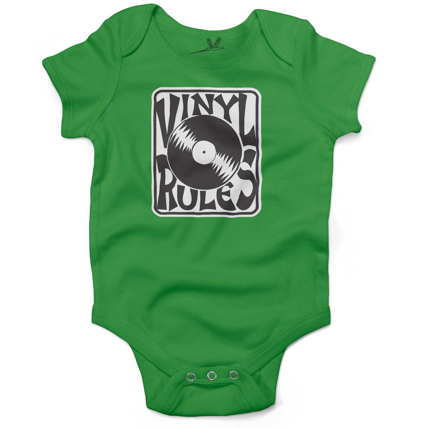 Vinyl Rules Baby One Piece or Raglan Tee-Grass Green-3-6 months