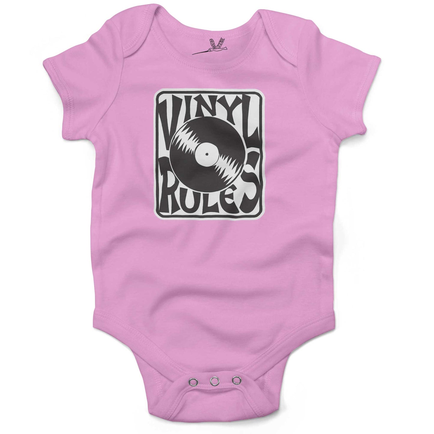 Vinyl Rules Baby One Piece or Raglan Tee-Organic Pink-3-6 months