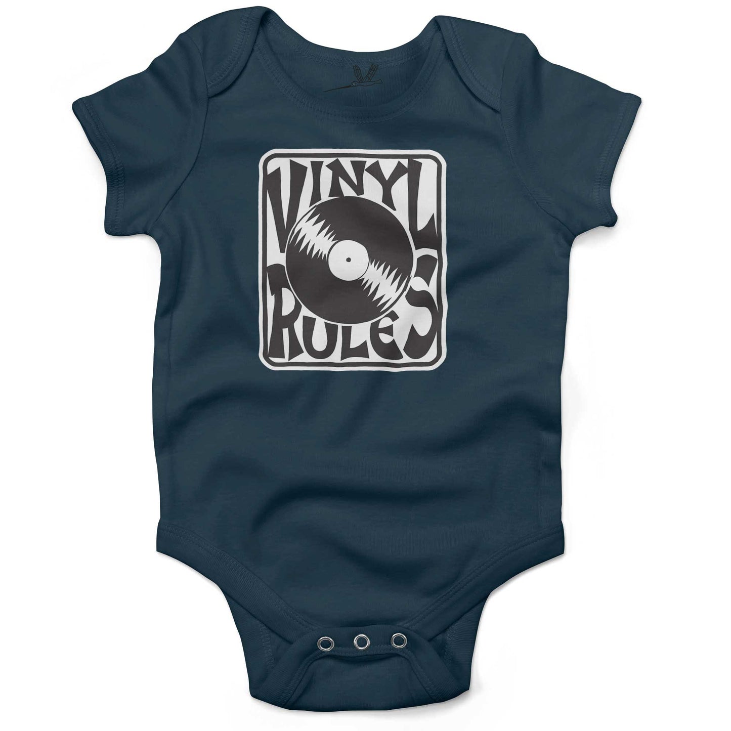 Vinyl Rules Baby One Piece or Raglan Tee-Organic Pacific Blue-3-6 months