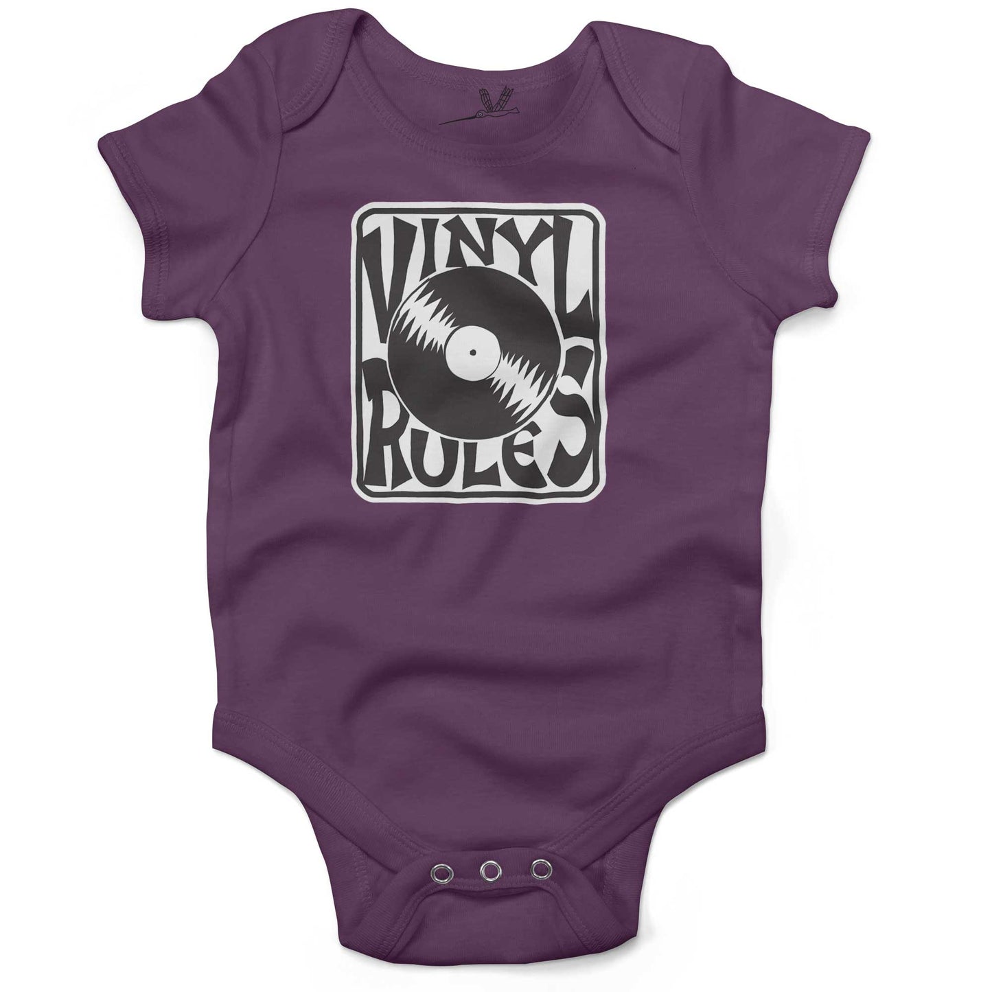 Vinyl Rules Baby One Piece or Raglan Tee-Organic Purple-3-6 months