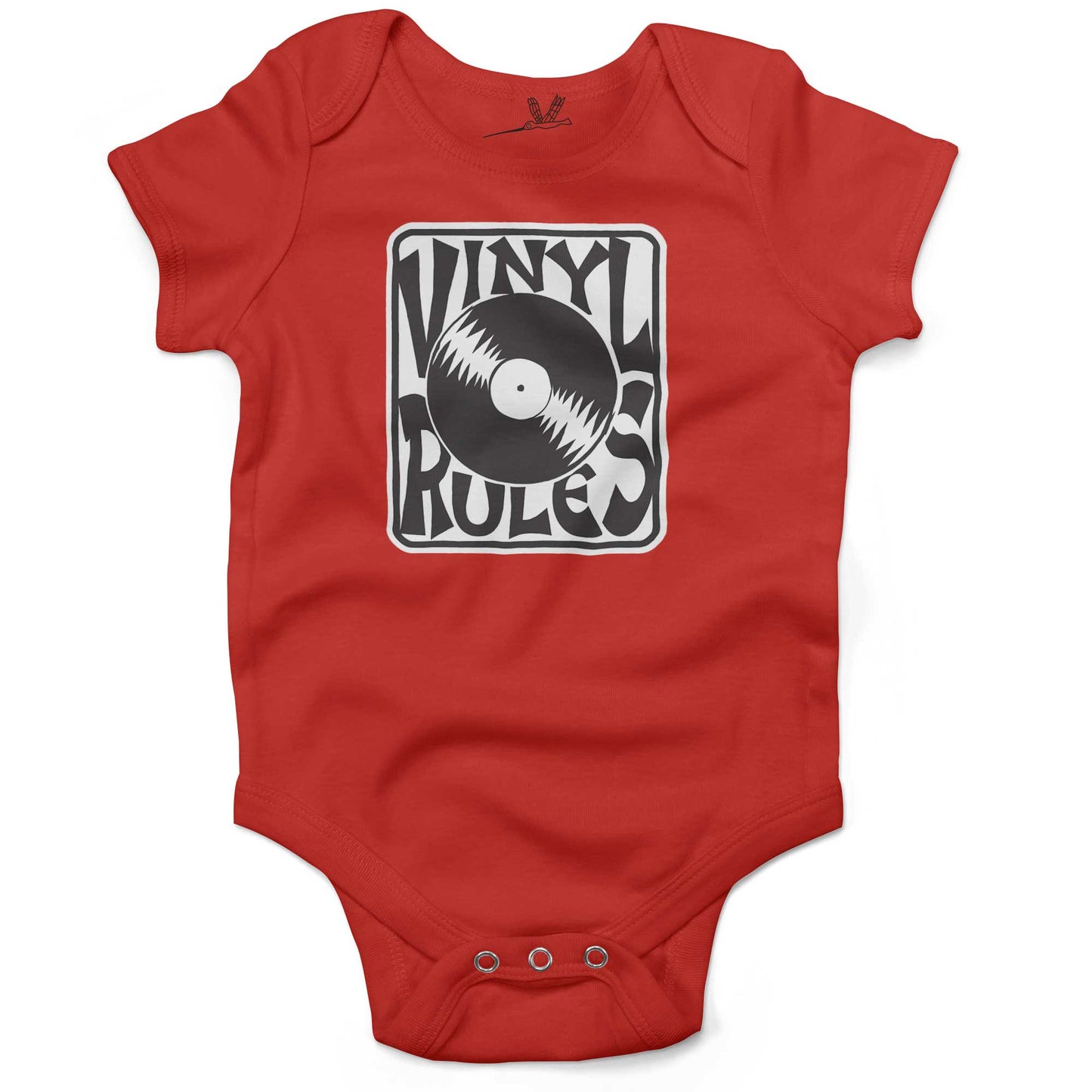 Vinyl Rules Baby One Piece or Raglan Tee-Organic Red-3-6 months