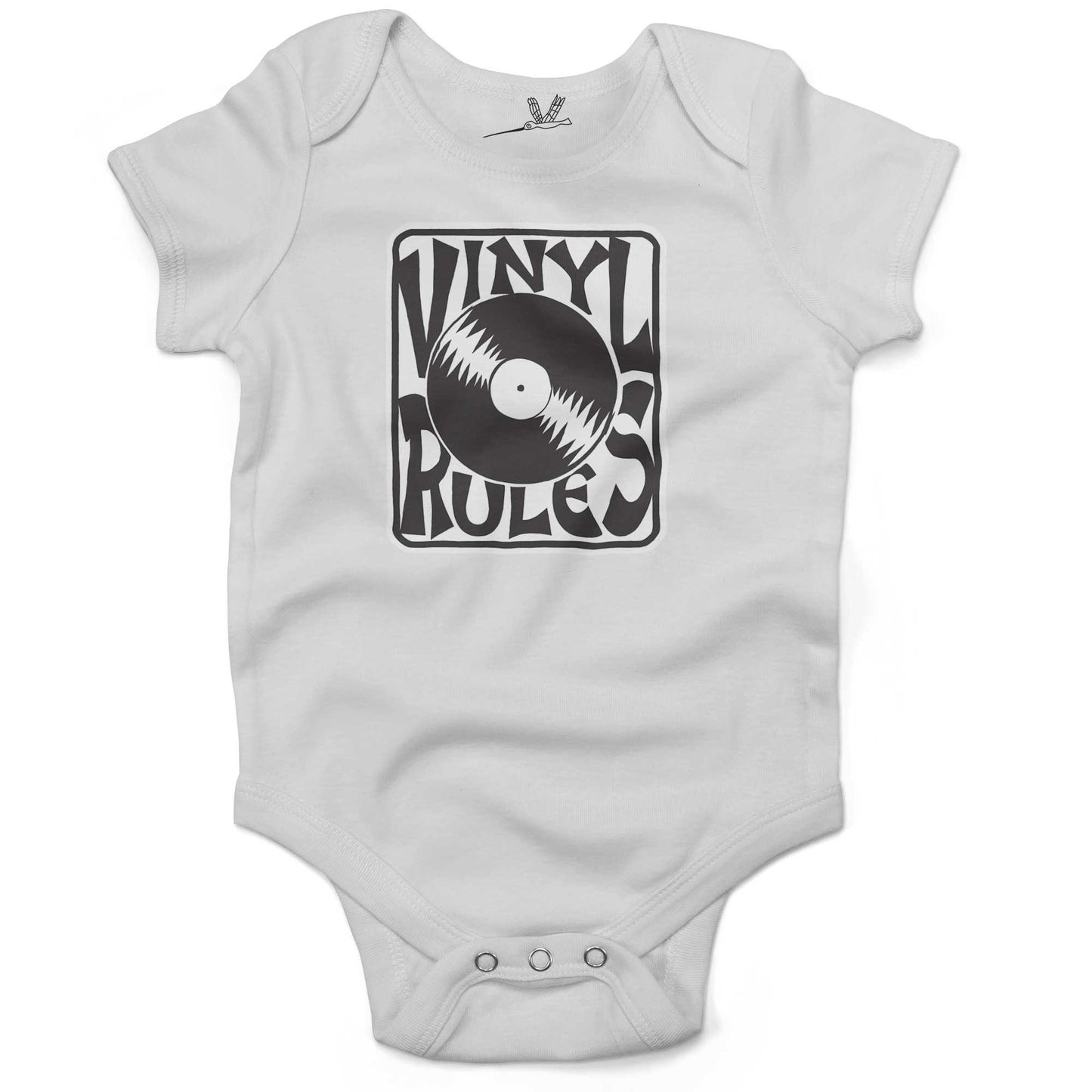 Vinyl Rules Baby One Piece or Raglan Tee-White-3-6 months
