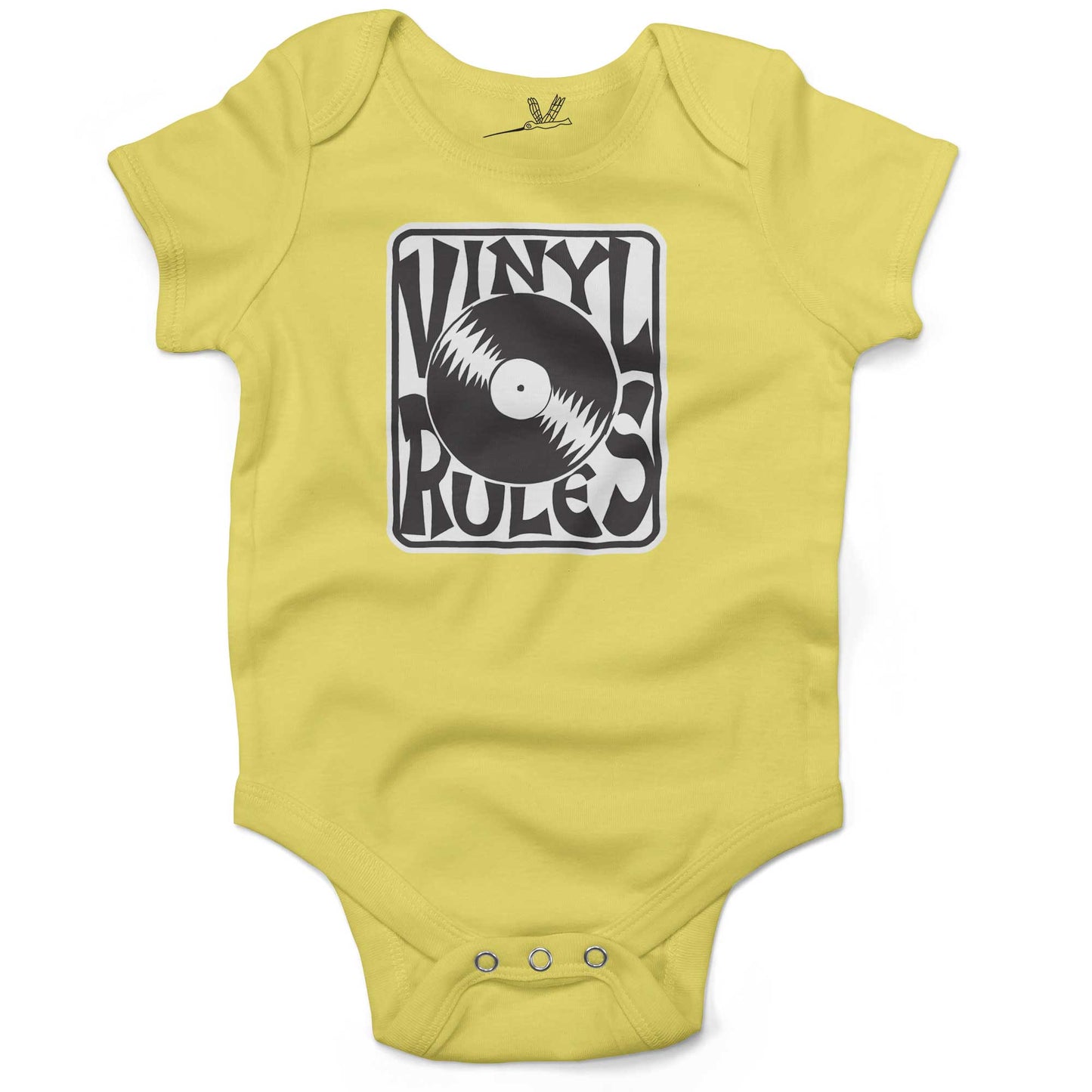 Vinyl Rules Baby One Piece or Raglan Tee-Yellow-3-6 months