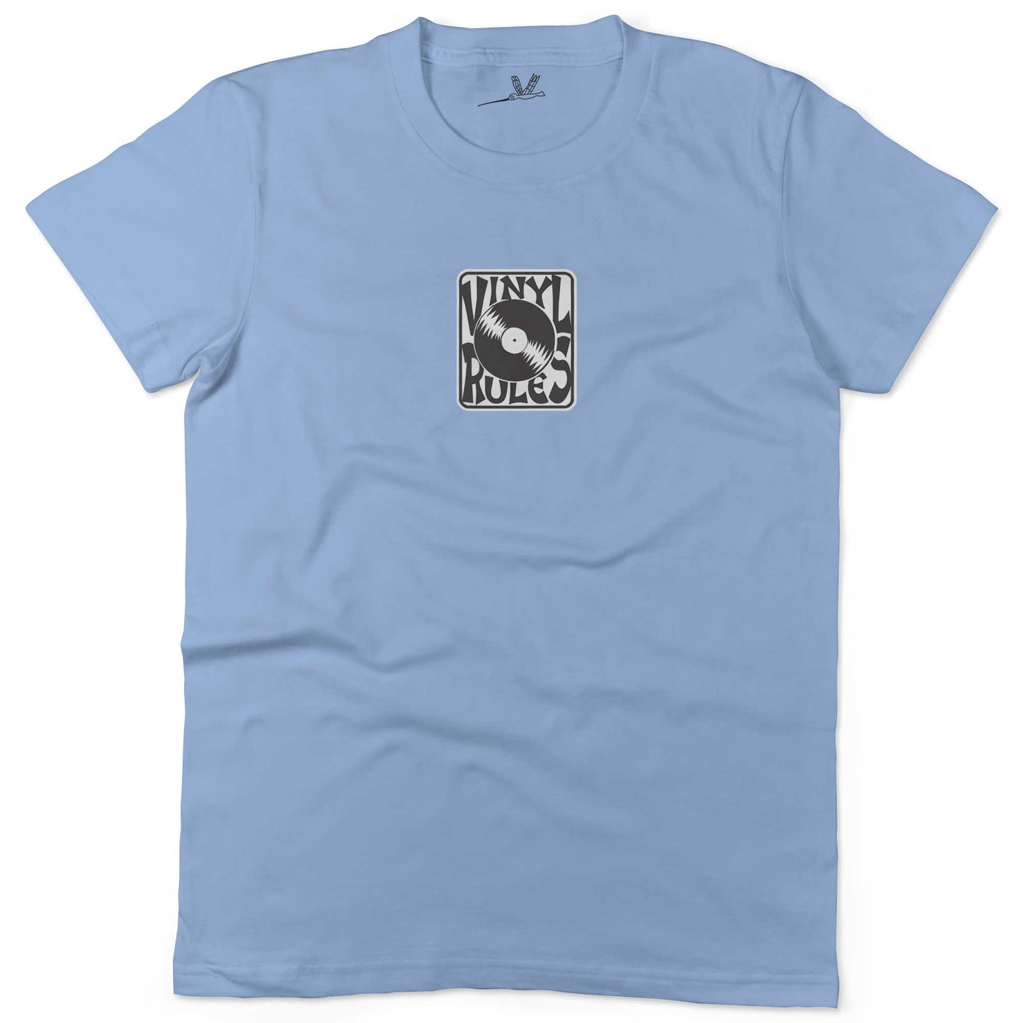 Vinyl Rules Unisex Or Women's Cotton T-shirt-Baby Blue-Woman