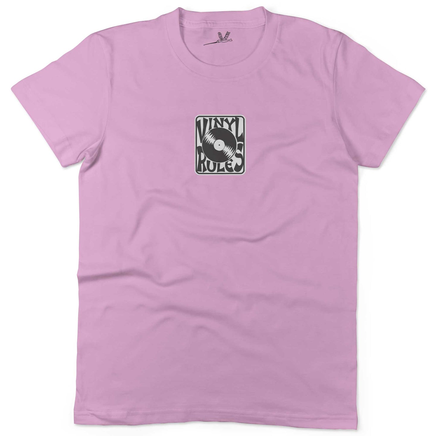 Vinyl Rules Unisex Or Women's Cotton T-shirt-Pink-Woman