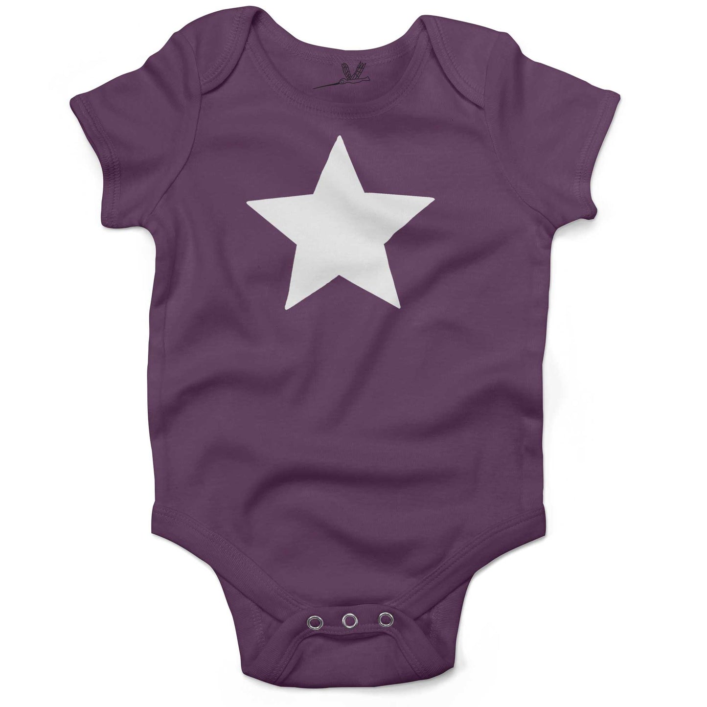 Five Point Star Infant Bodysuit-Organic Purple-White Star