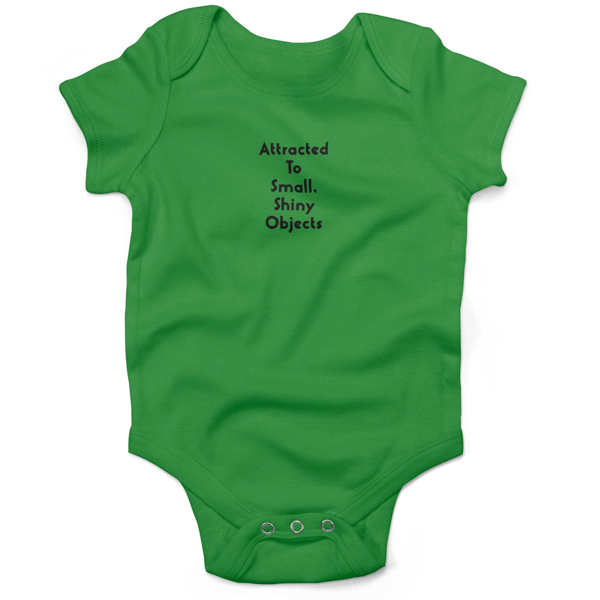 Attracted To Small, Shiny Objects Baby One Piece-Grass Green-3-6 months