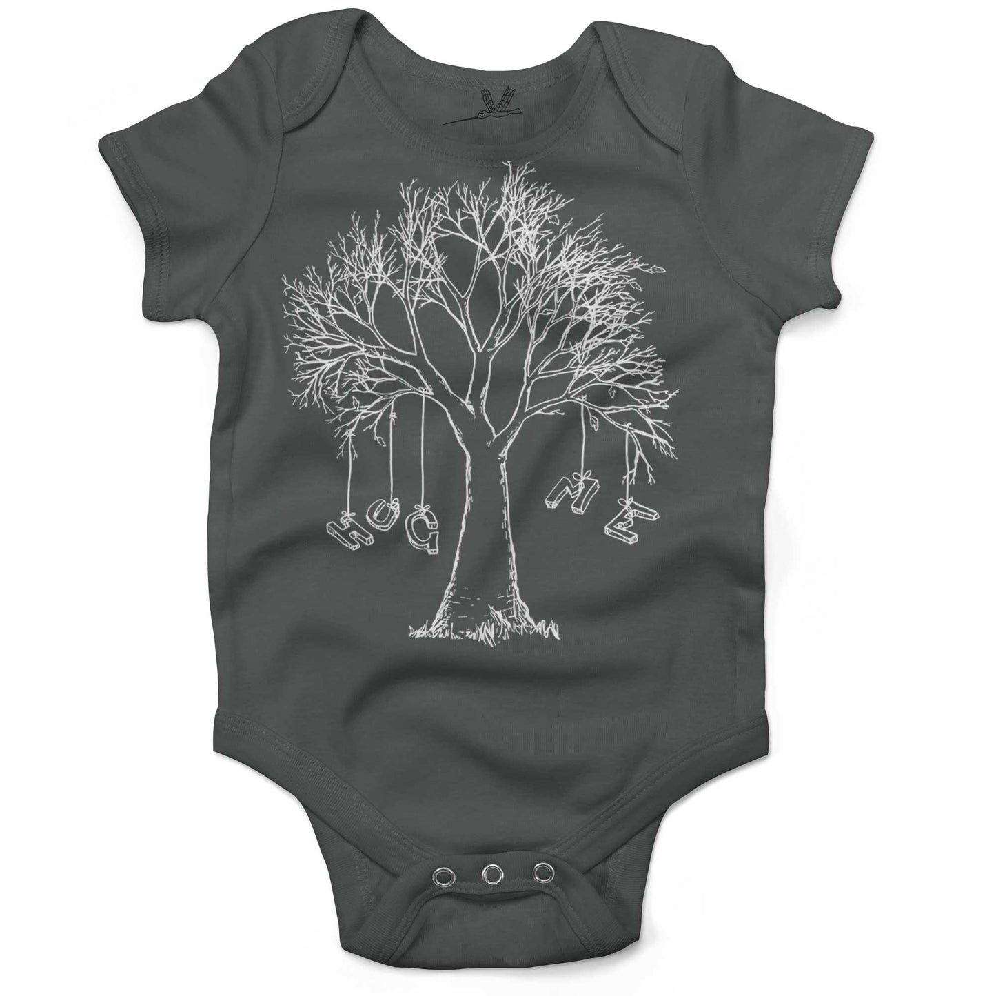 Hug A Tree Infant Bodysuit or Raglan Tee-Organic Asphalt-3-6 months