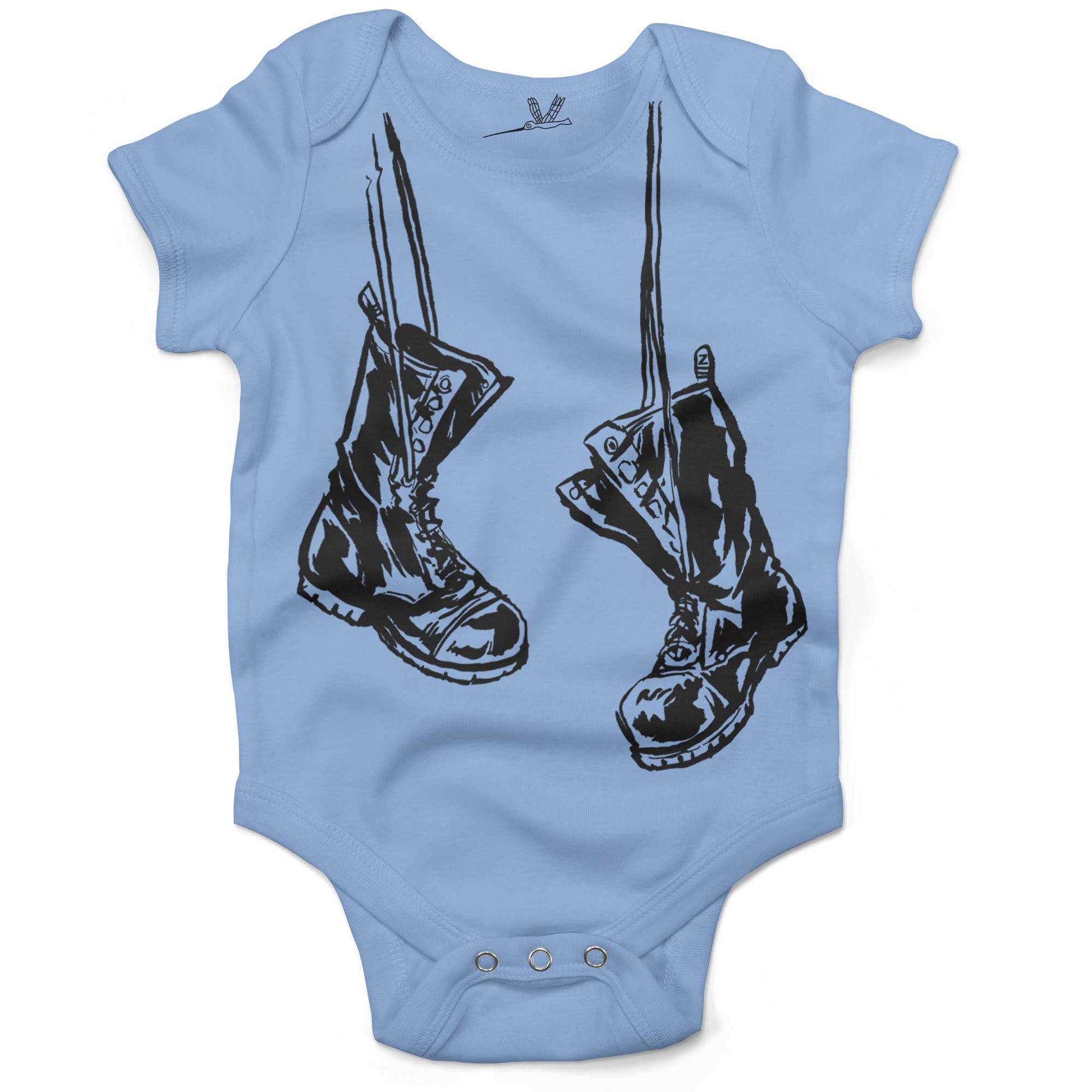 Baby Combat Boots Infant Bodysuit or Raglan Tee-Organic Baby Blue-3-6 months