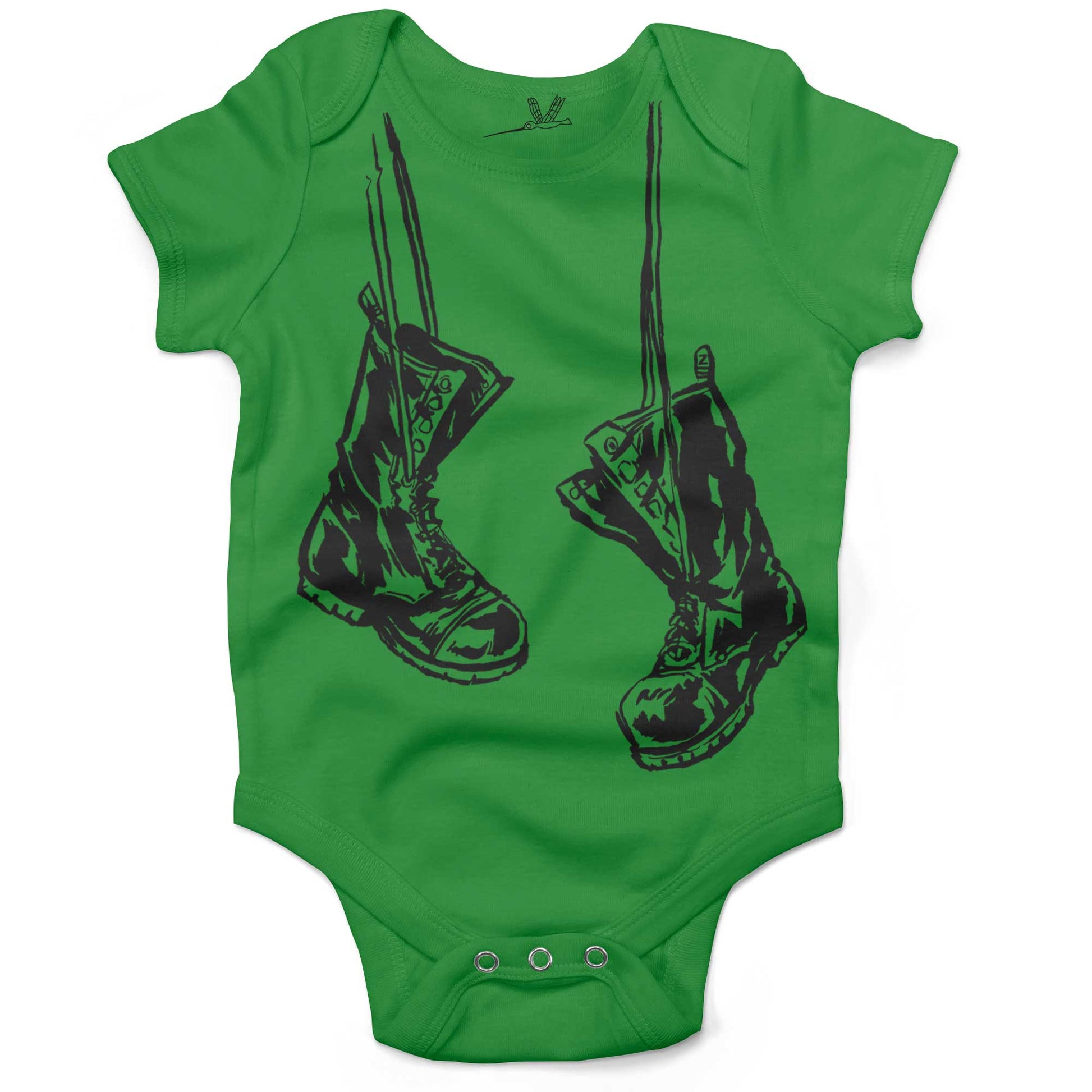 Baby Combat Boots Infant Bodysuit or Raglan Tee-Grass Green-3-6 months
