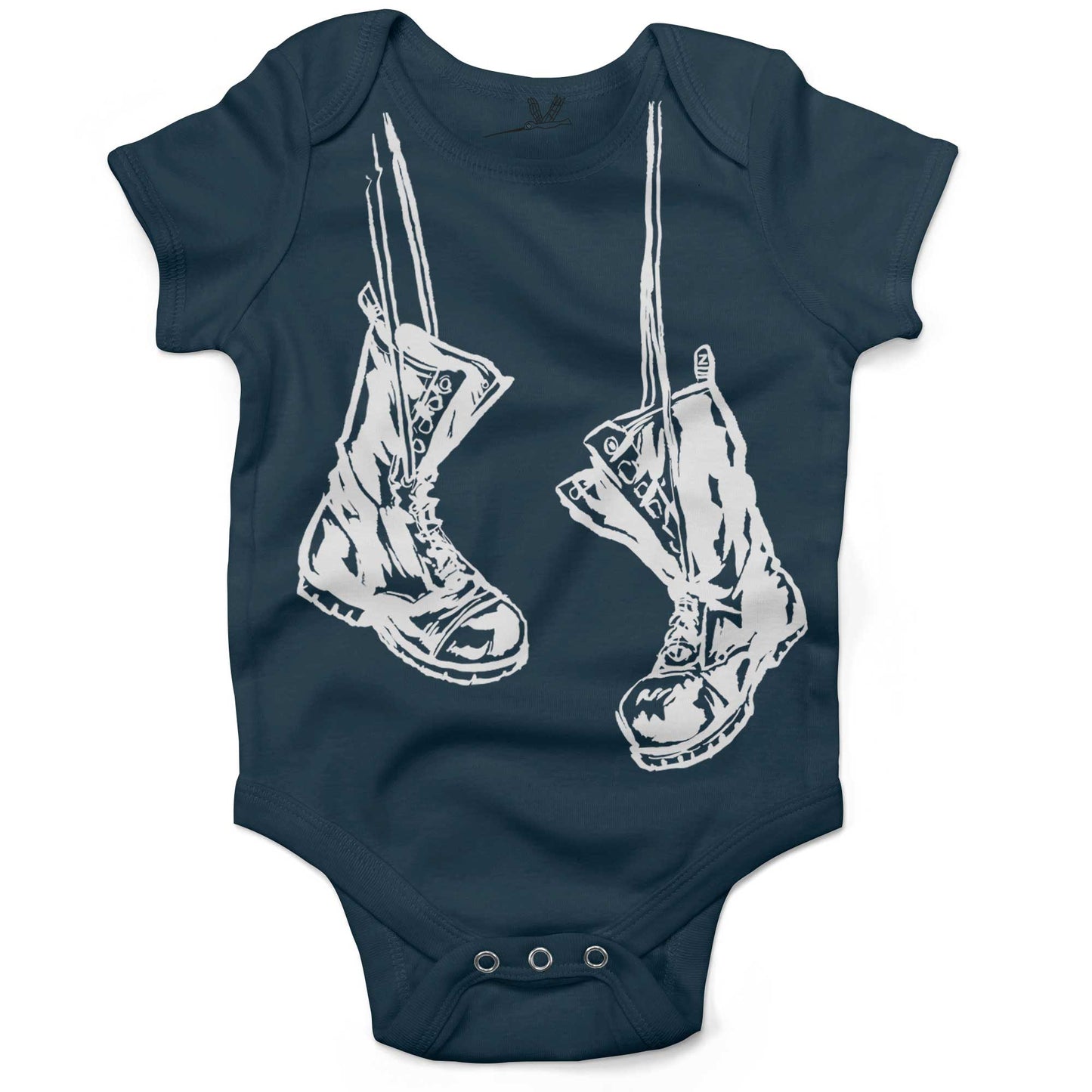 Baby Combat Boots Infant Bodysuit or Raglan Tee-Organic Pacific Blue-3-6 months