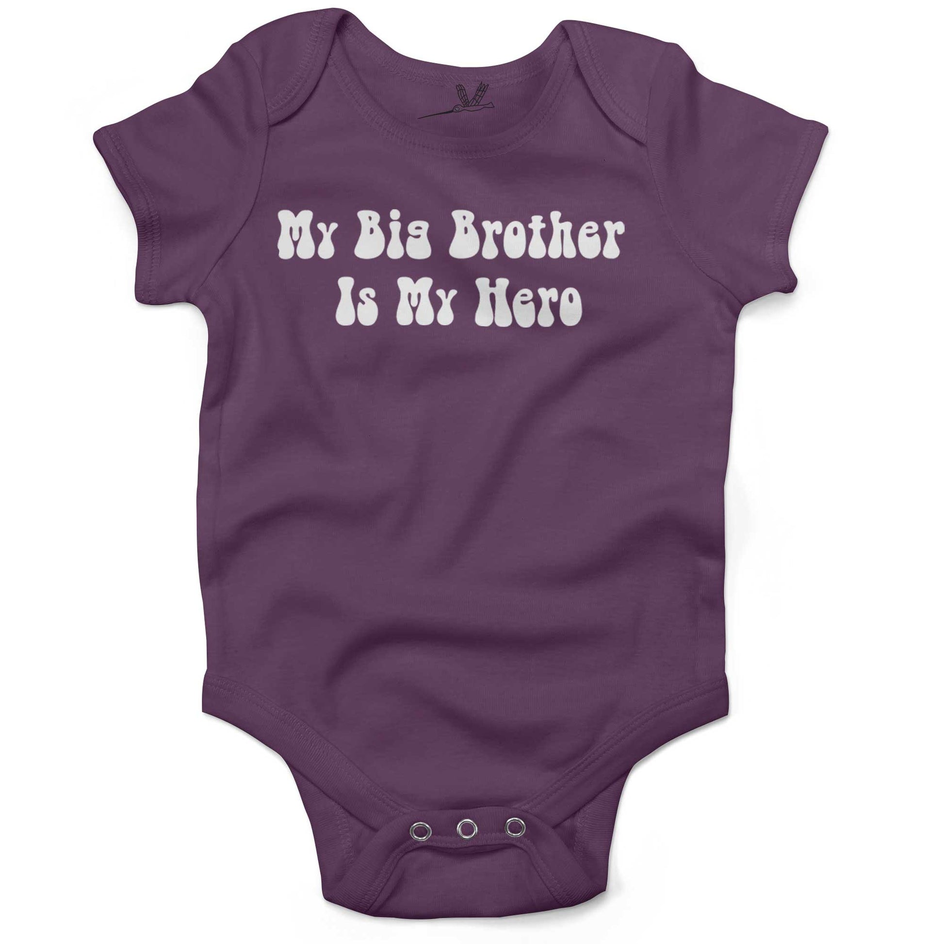 My Big Brother Is My Hero Infant Bodysuit or Raglan Tee-Organic Purple-3-6 months