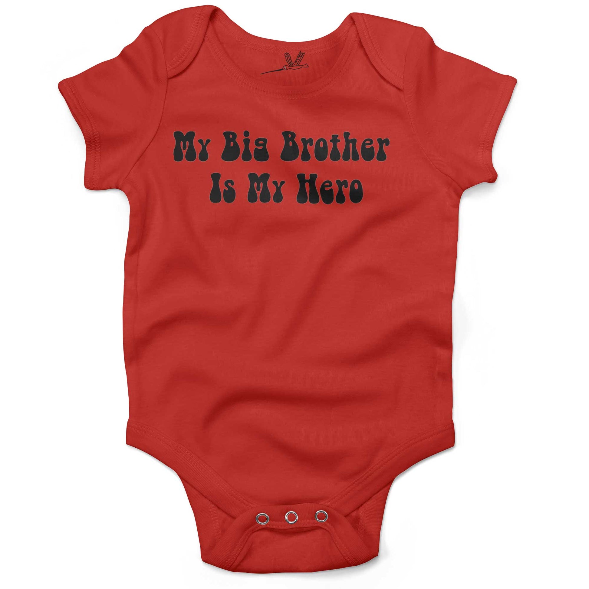 My Big Brother Is My Hero Infant Bodysuit or Raglan Tee-Organic Red-3-6 months