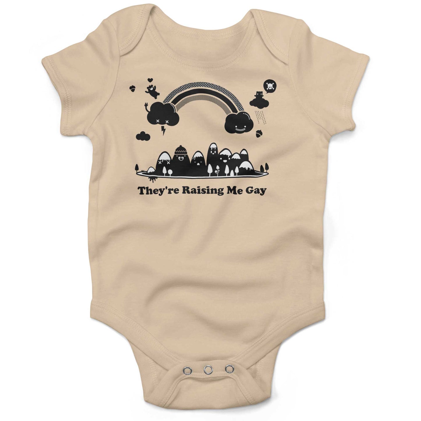 They're Raising Me Gay Infant Bodysuit or Raglan Tee-Organic Natural-3-6 months