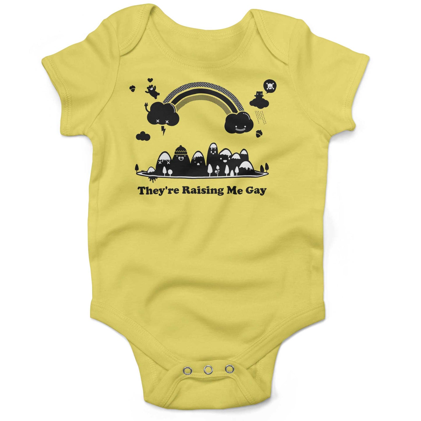 They're Raising Me Gay Infant Bodysuit or Raglan Tee-Yellow-3-6 months