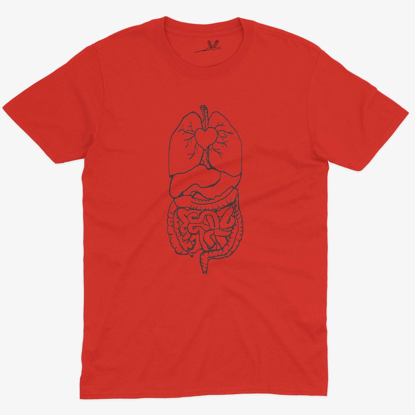 Digestive System Unisex Or Women's Cotton T-shirt-Red-Unisex