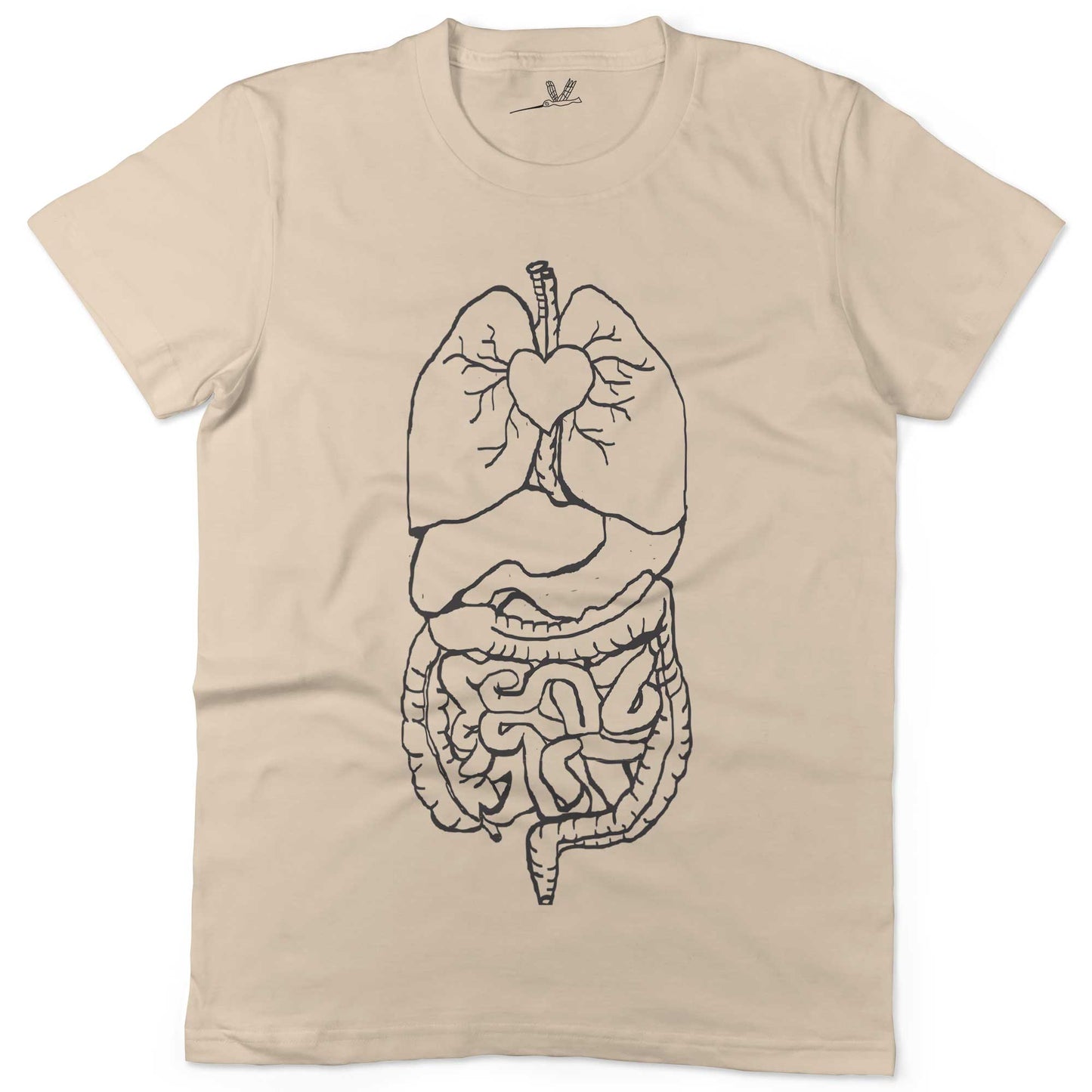 Digestive System Unisex Or Women's Cotton T-shirt-Organic Natural-Woman