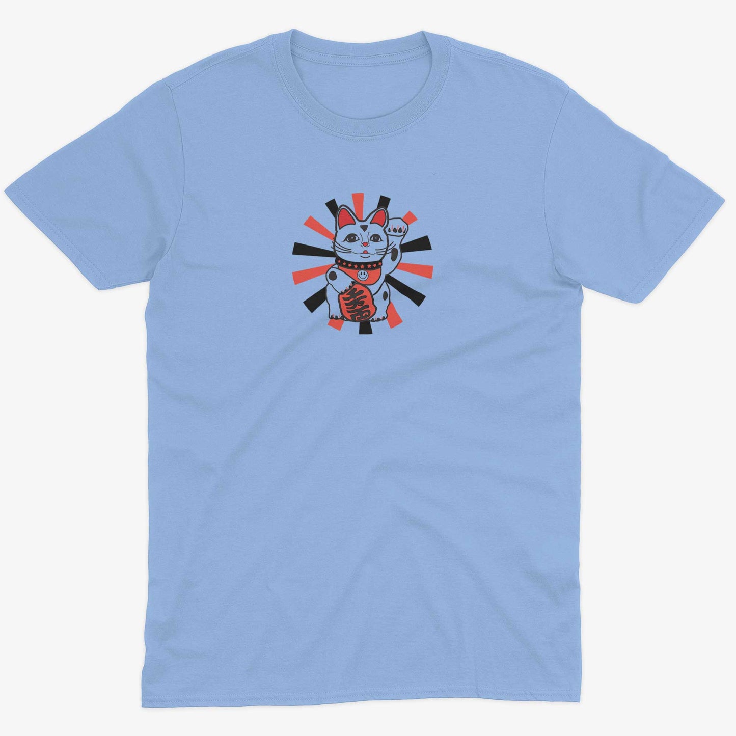 Japanese Lucky Cat Unisex Or Women's Cotton T-shirt-Baby Blue-Unisex