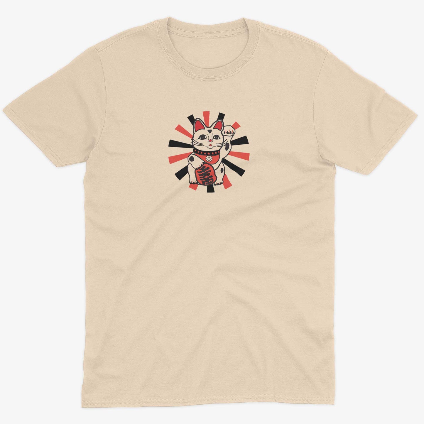 Japanese Lucky Cat Unisex Or Women's Cotton T-shirt-Organic Natural-Unisex