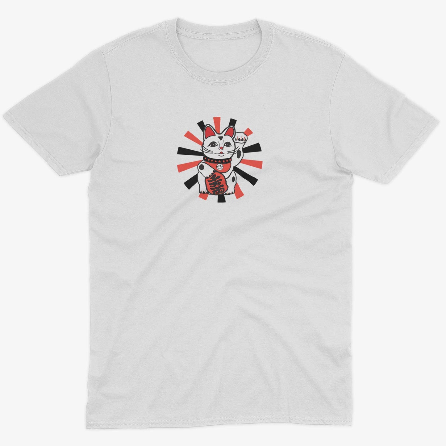 Japanese Lucky Cat Unisex Or Women's Cotton T-shirt-White-Unisex