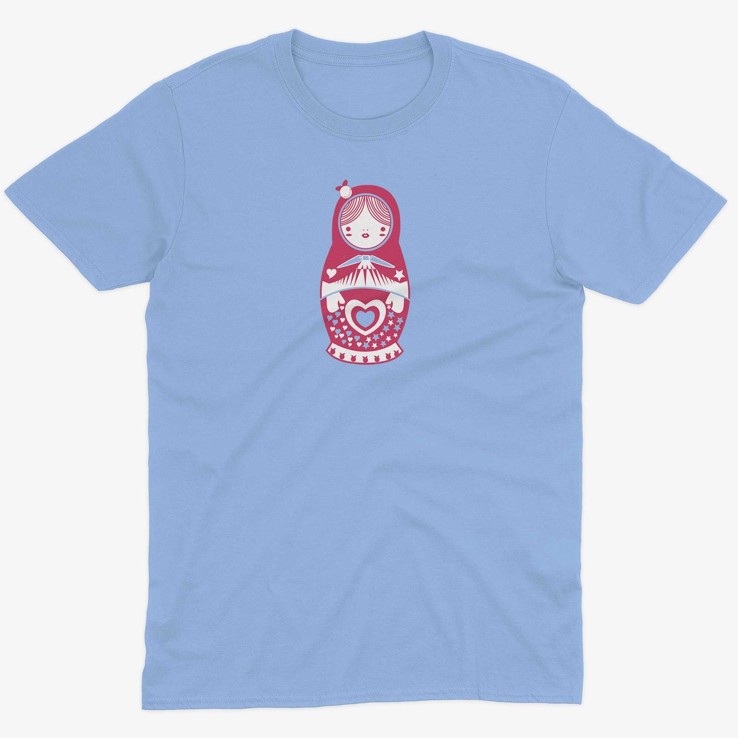 Russian Doll Unisex Or Women's Cotton T-shirt-Baby Blue-Unisex