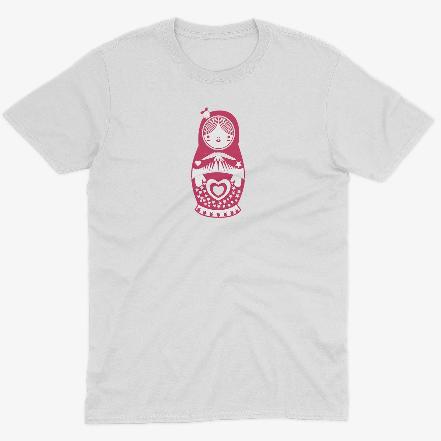 Russian Doll Unisex Or Women's Cotton T-shirt-White-Unisex