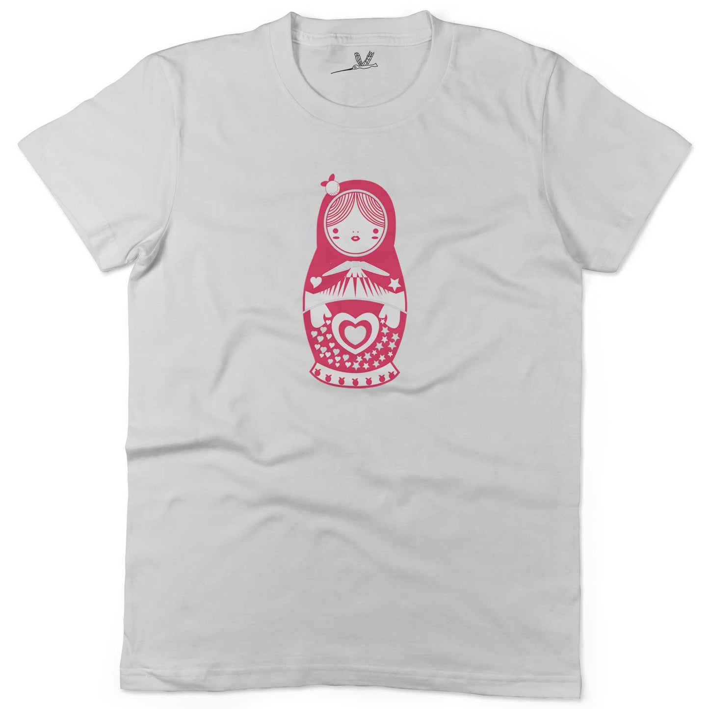 Russian Doll Unisex Or Women's Cotton T-shirt-White-Woman