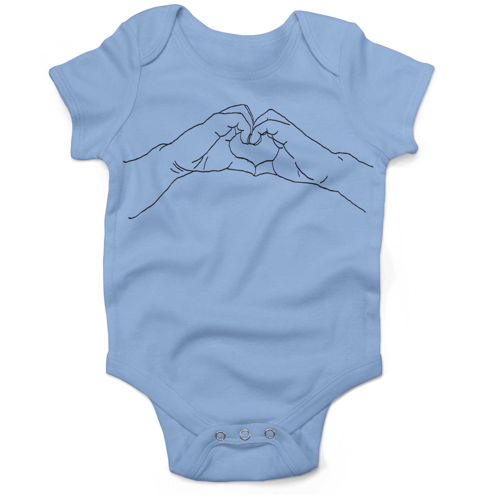 Heart Hands Infant Bodysuit or Raglan Tee-Organic Baby Blue-3-6 months