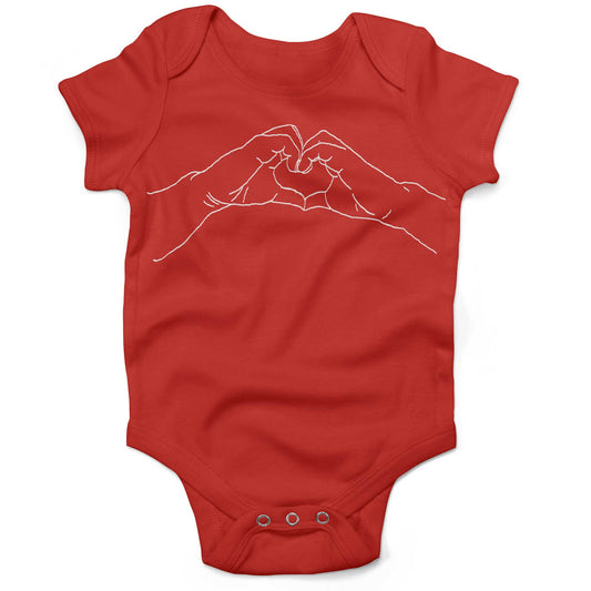 Heart Hands Infant Bodysuit or Raglan Tee-Organic Red-3-6 months