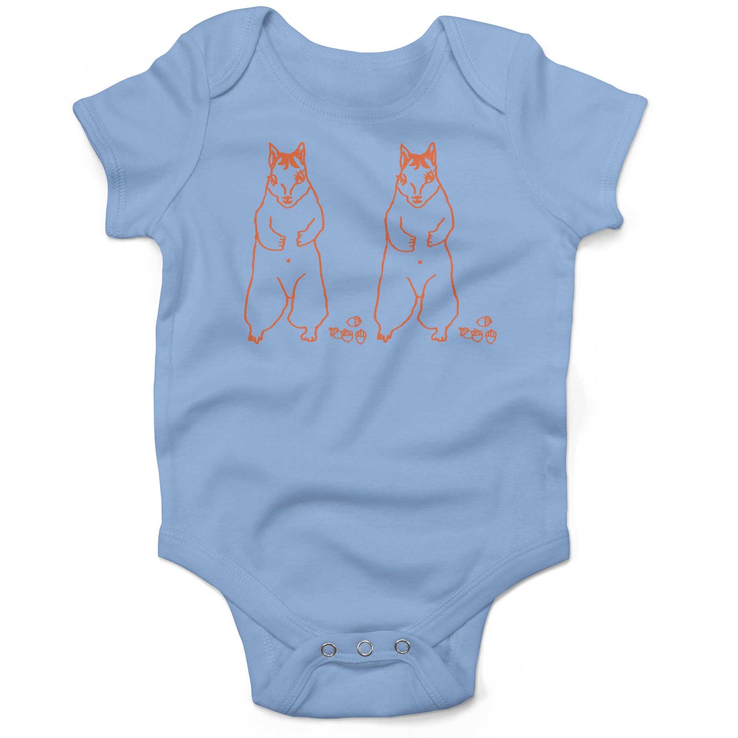 Cute Dancing Squirrels With Nuts Infant Bodysuit or Raglan Tee-Organic Baby Blue-3-6 months