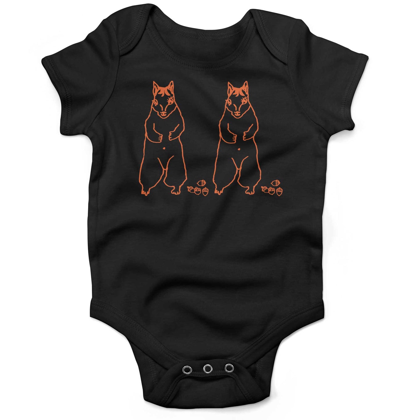 Cute Dancing Squirrels With Nuts Infant Bodysuit or Raglan Tee-Organic Black-3-6 months