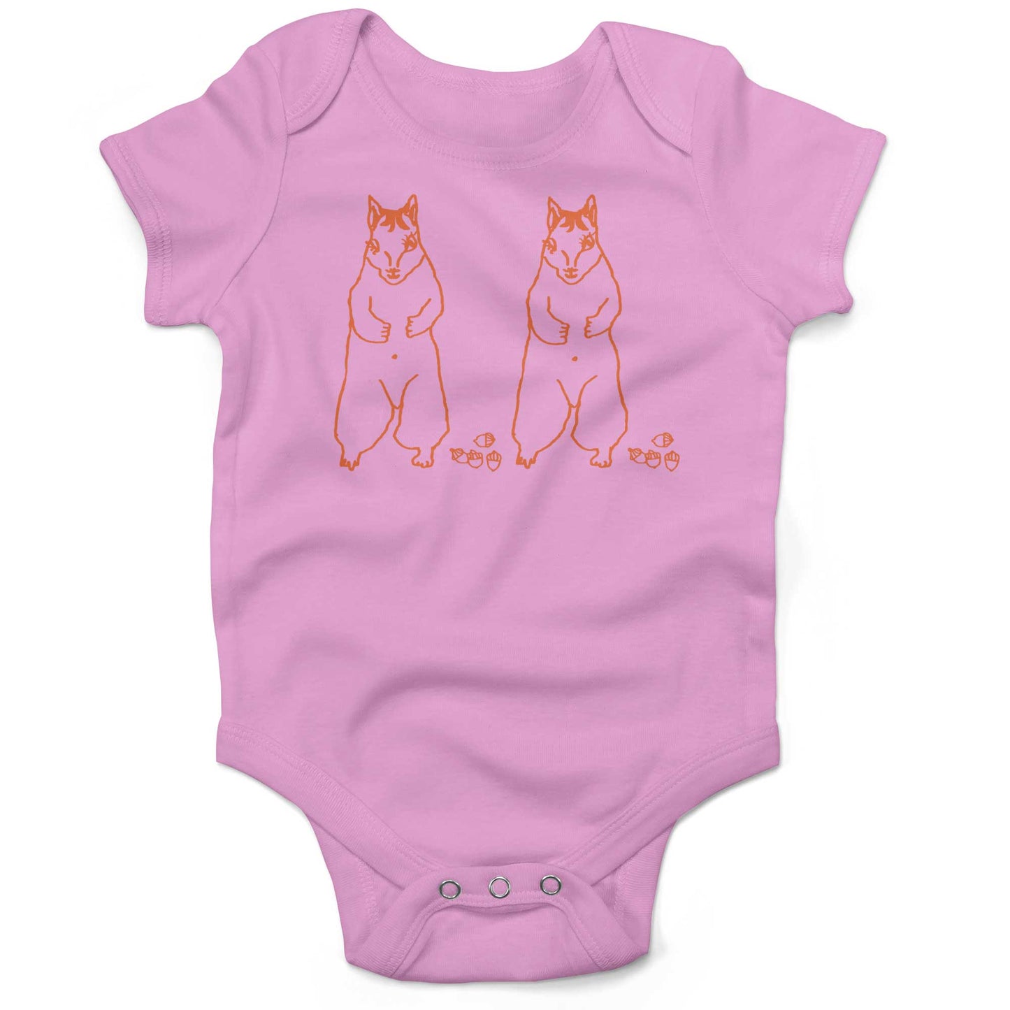 Cute Dancing Squirrels With Nuts Infant Bodysuit or Raglan Tee-Organic Pink-3-6 months