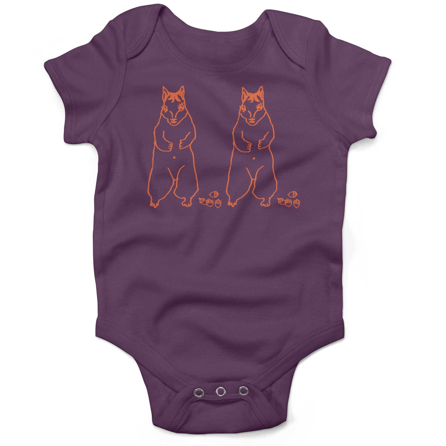 Cute Dancing Squirrels With Nuts Infant Bodysuit or Raglan Tee-Organic Purple-3-6 months